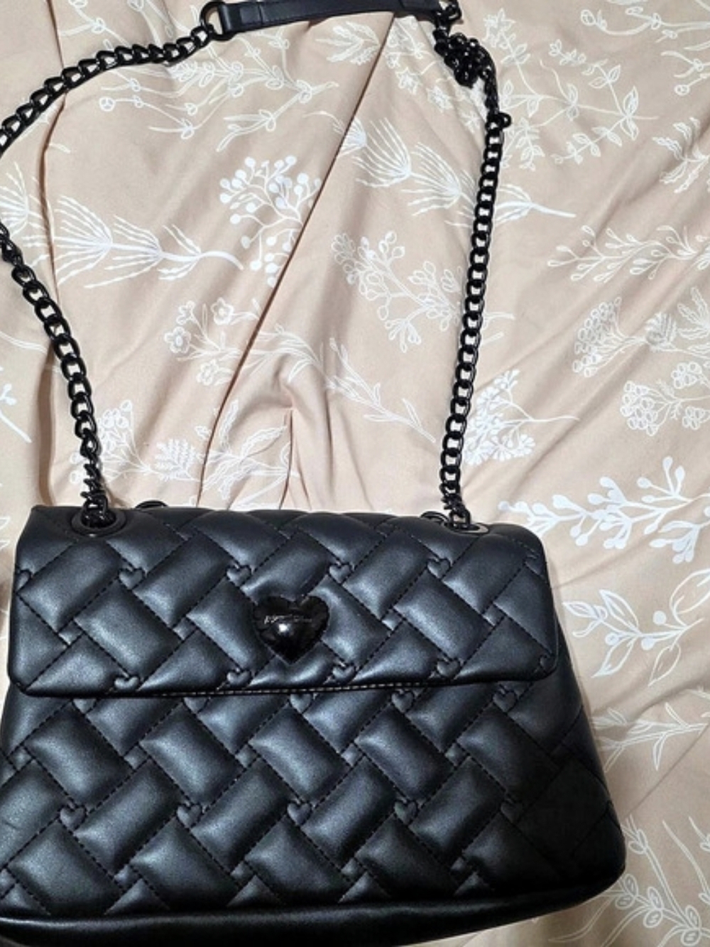 Betsey Johnson Quilted Shoulder Bag in Black